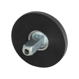 GPF8100.05.400 rozet 50x6mm zwart met vastgelaste knopvastzetter