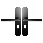 BLA115 zwart egaal L-haaks model 19mm deurkruk op Schild afgerond PC55