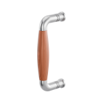 Deurgreep jaren 30 Ika RVS geborsteld met kersenhout 157x62mm