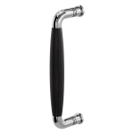 Deurgreep jaren 30 Ika RVS gepolijst met ebbenhout 207x63mm