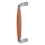 Deurgreep jaren 30 RVS gepolijst met kersenhout 207x63mm