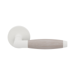 GPF4000.62-H3 Ika deurkruk wit/ eiken whitewash haaks met trapezium eindknop op rond rozet
