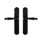 GPF6210.60 smeedijzer zwarte deurkruk Mela op schild blind, 238x41x4mm