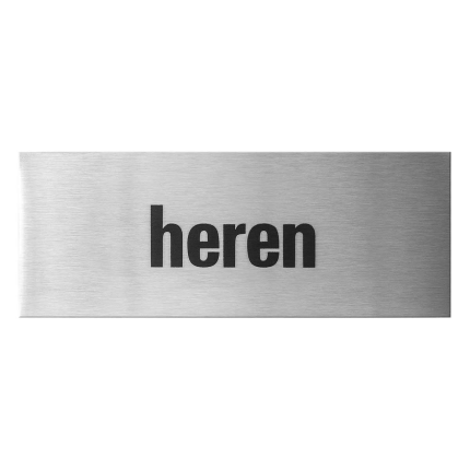 RVS deurbordje 'Heren' 50x130x1 mm